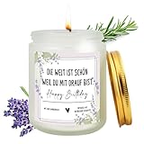 Wzczf Lavendel Duftkerze - Geburtstagsgeschenk für Frauen, Valentinstagsgeschenk, Entspannungskerze mit natürlichem Lavendelduft, brennt für ca. 45 Stunden, in Glasbox