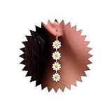 Atentuyi Boho Hochzeit Kleine Gänseblümchen Ohrringe Gold Kleine Blume Tropfen Ohrringe Lange Baumeln Ohrringe Weiß Emaille Floral Quaste Ohrringe Gelbe Blume Kette Haken Ohrringe Für Frauen Mädchen