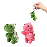 VARKAGE 2Pcs Schlüsselanhänger Schildkröte, Plüsch Schildkröten Anhänger, Mini Schildkröte Geschenk Süße Meerestiere Schildkrötenpuppe für Cartoon Tasche (Grün und Rosa)