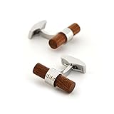 Merit Ocean Herren Manschettenknöpfe aus Holz und Edelstahl Cufflinks Personalisiert Hochzeit Geburtstag mit Geschenkbox(Red)