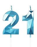 Yiran Geburtstagskerzen Zahlen 21, 5cm 3D Blau Geburtstagskerzen, Kerzen Geburtstag, Geburtstag Kerzen, Tortendeko Geburtstag, Kuchendeko Geburtstag, Geburtstagskerzen für Geburtstagsdeko, Nummer 21