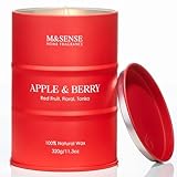 M&SENSE Apple Berry Candles Duftkerzen im Glas herbst Sojawachs 320g 70 Stunden langsame Verbrennung Ungiftige fruchtig-blumige Duftkerzen. Weihnachts- und Dankesgeschenk für Frauen