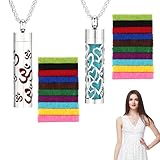 2pcs Aromatherapie Halskette mit Duftanhänger - Ätherisches Öl-Diffusor-Anhänger aus Edelstahl