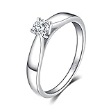 JewelryPalace Zirkonia Verlobungsring Eheringe Promise Verlobung Ring Silber 925 Damen, Solitärring Silberringe Trauringe Damenring Hochzeitsringe Antragsring Entouragering Ringe, Damen Schmuck 50