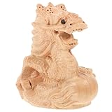 Cabilock Tierkreiszeichen Drache Dekorative Ornamente Chinesisches Drachendekor Glückverheißende Drachenfigur Drachen-skulptur-Statue Verzierung in Drachenform Desktop-dekor Holz