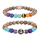 UEUC Chakra-Armbänder für Frauen, Yoga 7 Chakra-Kristalle, Edelstein-Armband, 8 mm Kristall-Meditations-Energieausgleichsarmbänder(#48)