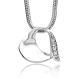 Miore Damen-Halskette mit Herz-Anhänger – Wunderschöne Kette aus 925 Sterling Silber mit Zirkonia Steinen – Halsschmuck 45 cm lang, Silber