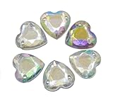Perlin 300 Stück Glitzersteine zum annähen Herz Edelsteine Acryl Aufnähen 2 Löcher Strass Sewing Facette Flatback Kristall Knöpfe für Schmuck Kleidung Kleid Dekorationen (Klar AB)