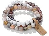 SAIBANGZI Handmade Echte Natursteinperlen Heilsteine Armband Unisex Chakren Perlenarmband, 8MM Runde Edelsteine Yoga Armbänder, Elastische Perlen Anti Stress Armband