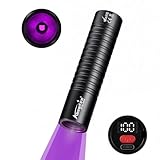 Alonefire SV125 365nm UV Taschenlampe 3W klein Typ C USB Aufladbar Mini Schwarzlicht Digitalanzeige Haustierurin Detektor Geld-Detektor für UV Harz, Angeln, Skorpion, Bernstein,Mineralien mit Batterie