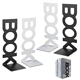 4 Stück Buchstützen Metall,Bücherhalter Bookends,Schwere Buchstütze,L-förmige Buchstützen,Schwarzes Bücherregal,Buchstaben für Schule, Büro,Bibliothek und Zuhause