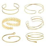 AHEJIOO Armreif gold Damen Set, 6-teiliges Verstellbares Oberarmreif Gold Schmuck, 14K Vergoldet, Armreif Gold Oberarm mit Minimalistischem Design für Partys und Besondere Anlässe