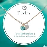 Bixorp Halschakra Kette mit 18K Gold Türkis Anhängerin - Edelsteine Chakra vergoldete Halskette - Geschenk für Mädchen & Frauen