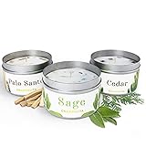 Chandelita Duftkerze mit Salbei, Zedernholz & Palo Santo für Energiereinigung & Entspannung – Duftkerzen aus Sojawachs – Vegane Kerze mit ätherischen Ölen – Gegen Müdigkeit & Überdruss – Chakra Candle