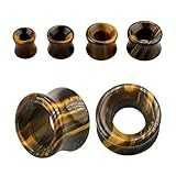 6-20 mm Ohr Piercing Flesh Tunnel Stein Stone Tigerauge Nature Edel Plug 10 mm