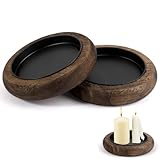 Kerzenteller, 2 Stück Holz Kerzenhalter für Stumpenkerzen, Kerzenuntersetzer Tablett, 8 cm Durchmesser Runde Untersetzer für Kerzen, Wood Candle Holder für Taufkerzen