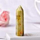 IDGTTLDF 1pc natürliche Kristall Spitze Blume Jade Stein Obelisk Quarz Zauberstab gelben Turm Ornament Home Decor Voller Textur(Size:50-60mm)