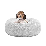 HMTOPE Orthopädisches Hundebett rund Hundekissen Hundesofa Katzenbett Donut Kuscheliges Hundekorb Waschbar, 60 cm Ø, Hellgrau