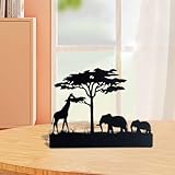 Einzigartiges Design Metall Kerzenständer Silhouetten Elefant und Giraffe Kerzenhalter Wohnkultur Schwarz Berg und Wald Kerzenleuchter für Halloween Hochzeit Valentinstag Desktop Dekorative