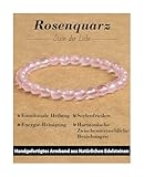 Landorilo 6mm Naturstein Perlen Heilstein Armband, für Damen und Herren Geeignet, Elastisches Perlenarmband für Yoga Chakren, Geschenk zum Geburtstag, Jahrestag Oder zu Weihnachten(Rosenquarz)