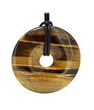 Budawi® Tigerauge Donut Anhänger Kettenanhänger 40 mm mit Lederband