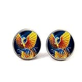 Manschettenknöpfe, Feuerphönix, Glas, Jugendstil