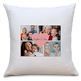 OWLBOOK® Personalisierte Foto Geschenke Kissen personalisiert | Geschenke für Frauen Frauen | Kissen mit Foto selbst gestalten | Fotokissen mit 4 Fotos Bildern | Herz