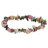 Lebensquelle Plus besonderes Splitterarmband | Handgefertigtes Elastisches Stretch Splitter Armband | Echter natürlicher Edelstein (Turmalin, bunt)
