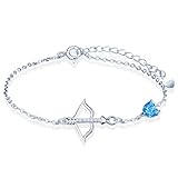 MicLee Damen Mädchen Silber Schütze Zirkon Armband Fashion 925 Sterling Silber Sternzeichen Armbänder mit Blaues Herz Zirkon Kreative Sternbild Schmuck Mode Verstellbare Kette Armband