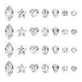 Bestewelry 130 Stück Zirkonia-Steine, klar, lose Zirkonia-Steine, facettiert, quadratisch, Herz, oval, Tropfenform, Cabochons für Nagelkunst, Schmuckherstellung, Klare Nr. 7 Stile