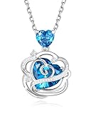 FANCIME Topas Halskette Dezember Geburtsstein Kette Sterling Silber Rose Blume Anhänger Halskette Blau Herz Edelstein Geburtstag Weihnachten Feinschmuck Geschenke für Frauen Her Mom