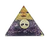 Orgonit Pyramide mit echten Edelsteinen Energieharmonisierung mit Heilsteinen Kupferspirale Lebensbaum | Energie Schutz Glück Harmonie (Amethyst Lila)