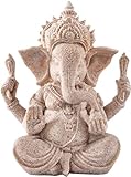 Yikko Ganesha Buddha Statue, Sandstein Elefant Statue Handgemachte Skulptur für Meditation Heimdekoration Geschenk Ornamente