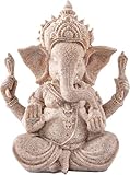 Yikko Ganesha Buddha Statue, Sandstein Elefant Statue Handgemachte Skulptur für Meditation Heimdekoration Geschenk Ornamente