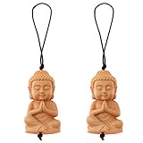 Flanacom Kleiner Buddha Schlüsselanhänger aus Holz - Glücksbringer & Talisman - Buddhistischer Taschenanhänger mit Buddha Figur (2er Set)