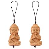 Flanacom Kleiner Buddha Schlüsselanhänger aus Holz - Glücksbringer & Talisman - Buddhistischer Taschenanhänger mit Buddha Figur (2er Set)