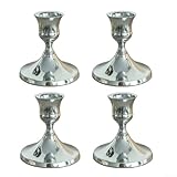 4 Stück Vintage-Kerzenhalter, konische Metallkerzen, für viktorianische antike Dekoration, Esstisch, Weihnachten, Hochzeit, Mittelstück, Wohnzimmer (Silber (4))