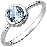 Jobo Damen Ring 925 Sterling Silber 1 Blautopas hellblau blau Silberring Größe 60