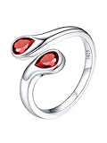 Silvora Offenes Damen Zirkonia Verlobungsring Silber 925 Toi Et Moi Ehering 2mm breit Granat Geburtsstein Fingerring Freundschaftsring Versprechenring für Freudin Mama Oma