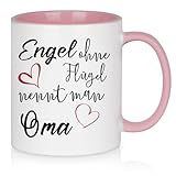 Diztoud Tasse Oma Geschenk Muttertag, Beste Großmutter Geschenke, Geburtstagsgeschenke, Muttertagsgeschenke, Weihnachtsgeschenke mit Spruch Engel ohne Flügel nennt man Oma, 325ml Keramik Kaffeetasse