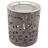 Räucherstövchen aus indischem Speckstein – Elefantenmotiv „Hati“ – Mit Edelstahl-Sieb & Hitzeschutz – Design Unikat, H 10 cm – Für Weihrauch & Räuchermaterialien
