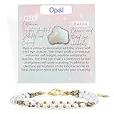 Farfume Armband Damen Edelstein Perlen Armbänder, Chakra 4mm Kristall Natürliche Echte Steine Schmuck Geschenke für Frauen(Opal)