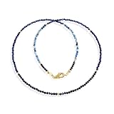 GEMSTONE COUTURE Halskette mit mehreren Edelsteinen für Damen natürlicher Edelstein handgefertigt 925er Sterlingsilber Schmuck – 45 cm