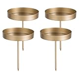 Romadedi Kerzenhalter Adventskranz Gold Stumpenkerzen 6cm: 4er Set Advent Kerzenständer ohne Dorn Stabkerzenhalter zum Stecken Adventsteller Kerzenstecker Kerzenpick Halterung Für Kranz Led Kerzen