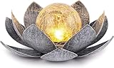 ZKLiLi Lotus Solar Lichter,Solar Lichter Garten im Freien für Lotus Lichter Hinterhof Dekoration,Lichter für Rasen, Gehweg, Landschaft, Boden, LED wasserdichte Metall Blume Lichter (warm gelb)