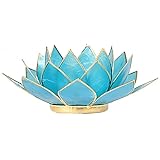 Capiz Lotus Licht Hellblau 5e Chakra Goldrand - 13.5 cm