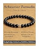 Landorilo Naturstein Heilstein Edelstein Armband, 6mm Schwarzer Turmalin mit 925 Silber Perlen, Damen Herren Buchstaben Armbänder, Valentinstag, Weihnachten, Geburtstag Geschenke. Fakultativ A-Z.A