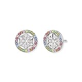 Engelsrufer Damen Ohrstecker Lebensblume aus Sterling Silber, multicolor Zirkonia Steine, Steckverschluss, nickelfrei