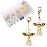 HERZWILD schutzengel selber machen 50 set Schlüsselanhänger Engel Charme Perlenengel Anhänger für DIY Hochzeit Schmuck Halskette Basteln（gold angel）