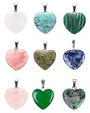 KGDUYC Herzförmige Anhänger aus Stein - 9 Stück Natürliche Sternkristall,Herzanhänger,Kristallsteine Glücksbringer, Quarz Edelstein, Heilung Chakra Stein für Halskette schmuck Mache